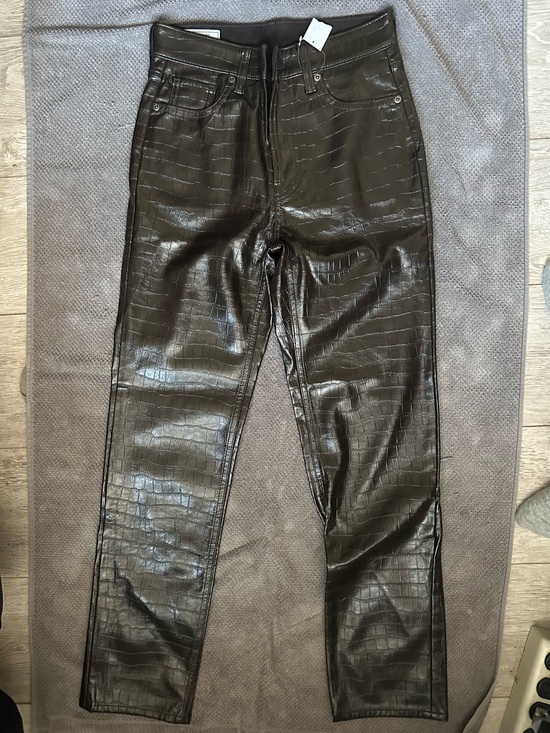 GAP Pants - GAP Black Faux Leather Croc-Embossed Straight Leg Pants